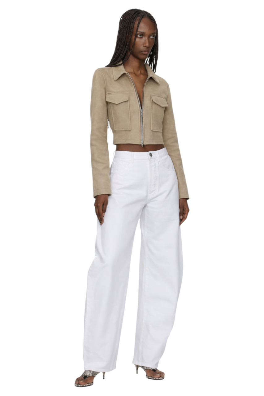 Cropped Zip-Up Pocketed Jacket