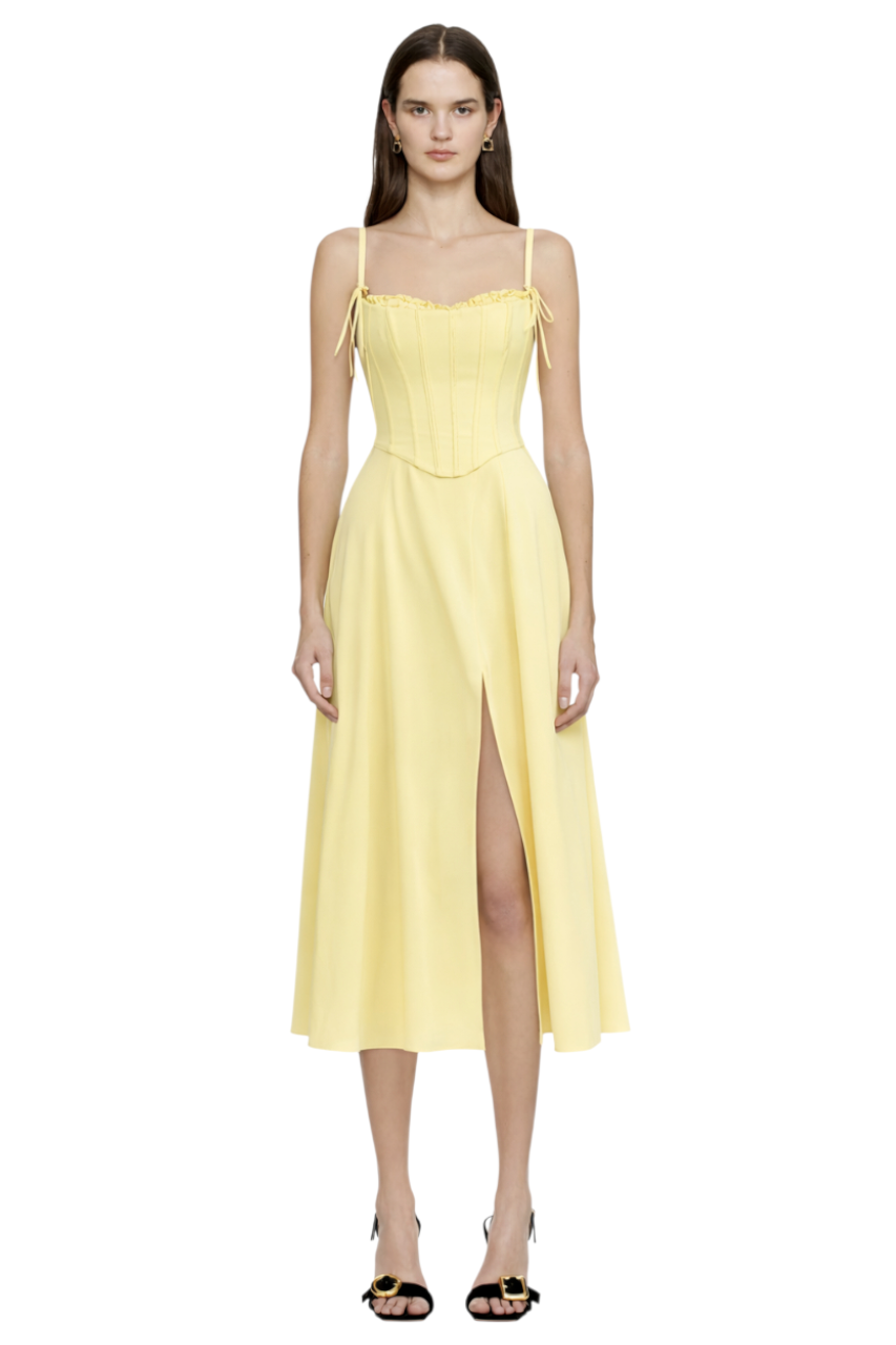 Slit Sleeveless Zip Back Midi Dress