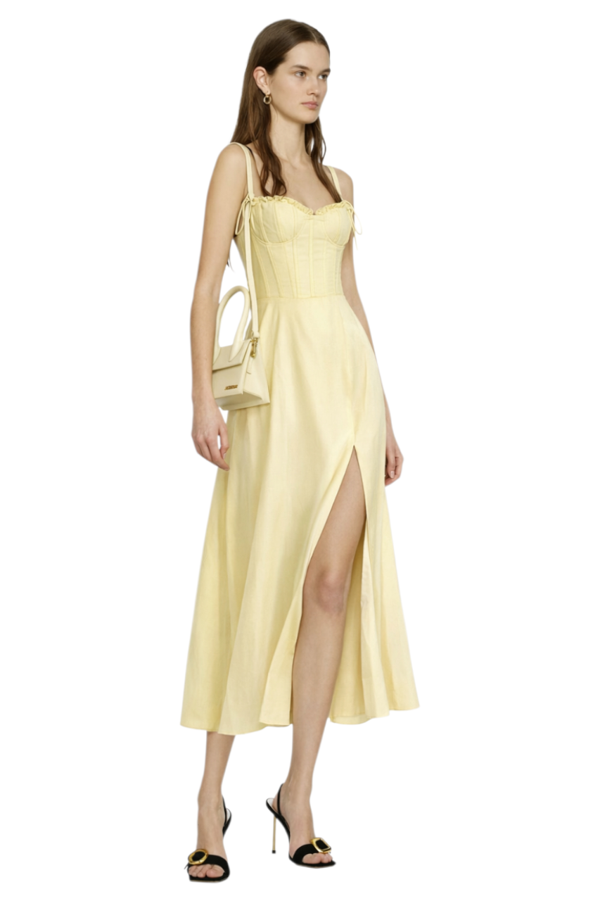 Slit Sleeveless Zip Back Midi Dress