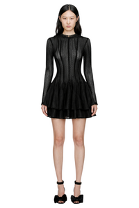 Layered Round Neck Long Sleeve Dress