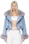 Faux Fur Collar Denim Jacket