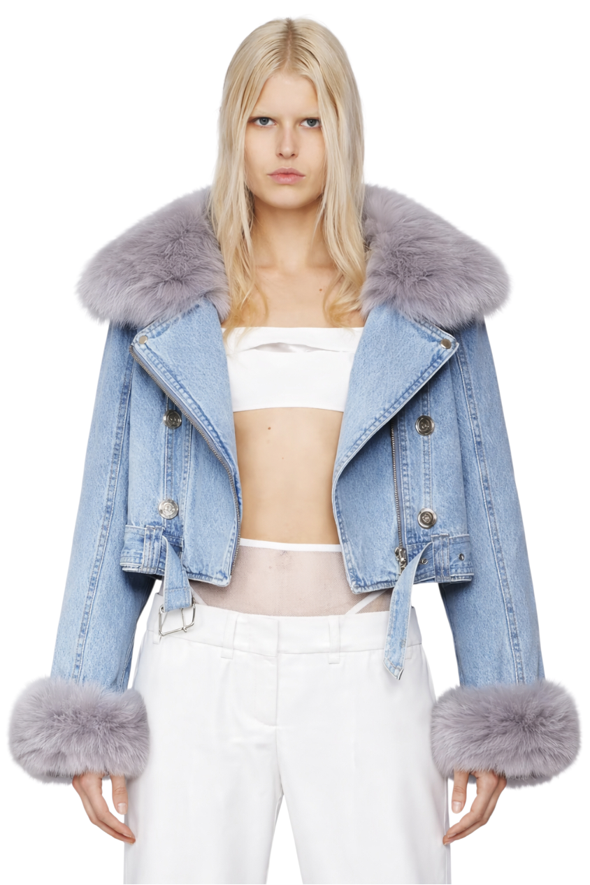 Faux Fur Collar Denim Jacket