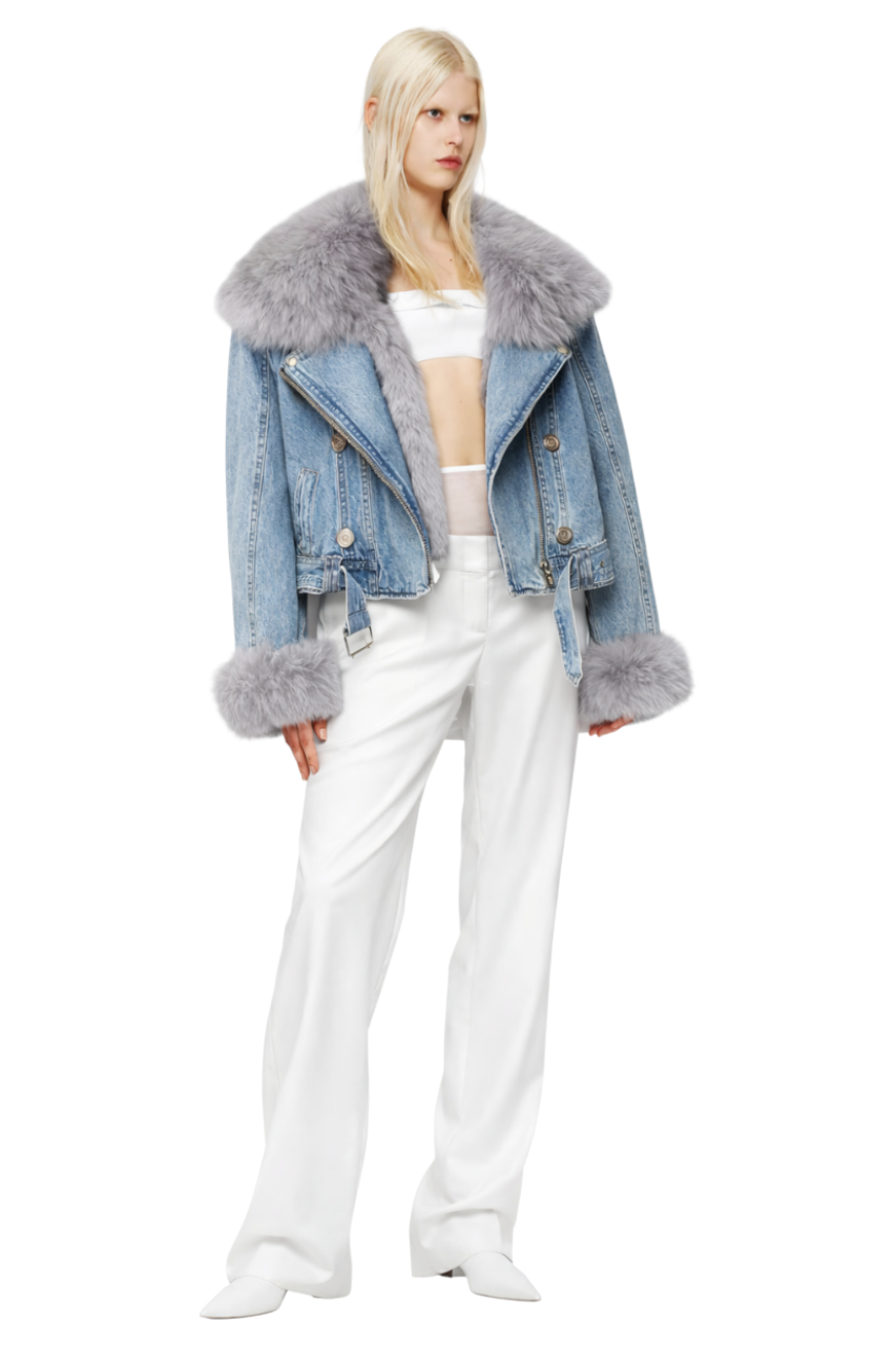 Faux Fur Collar Denim Jacket