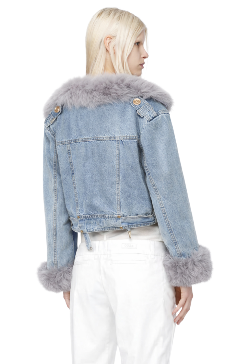 Faux Fur Collar Denim Jacket