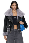 Faux Fur Collar Denim Jacket