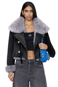 Faux Fur Collar Denim Jacket