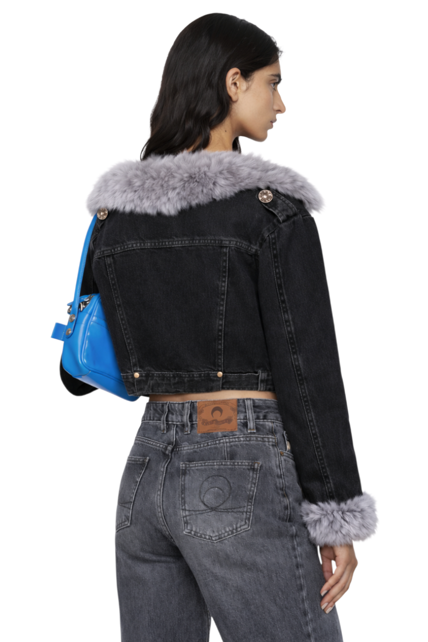 Faux Fur Collar Denim Jacket