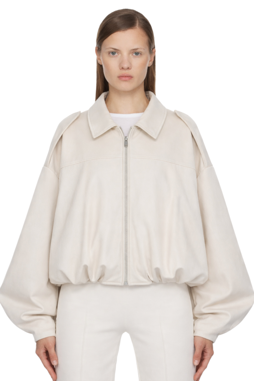 Collared Neck Dropped Shoulder Jacket
