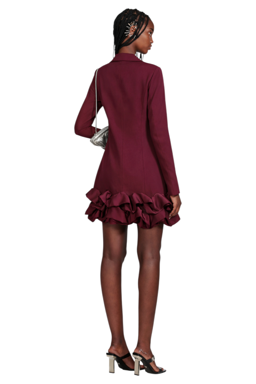 Ruffle Hem Double-Breasted Blazer Dress