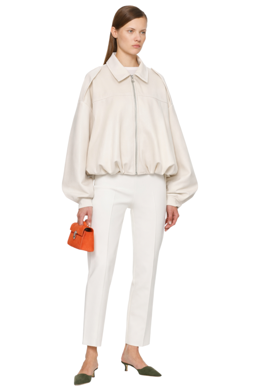 Collared Neck Dropped Shoulder Jacket