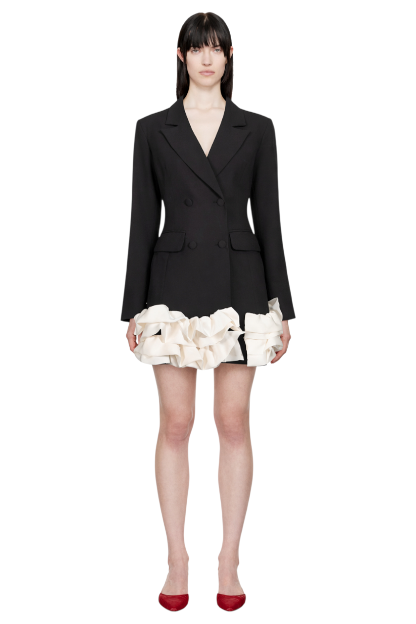 Ruffle Hem Double-Breasted Blazer Dress