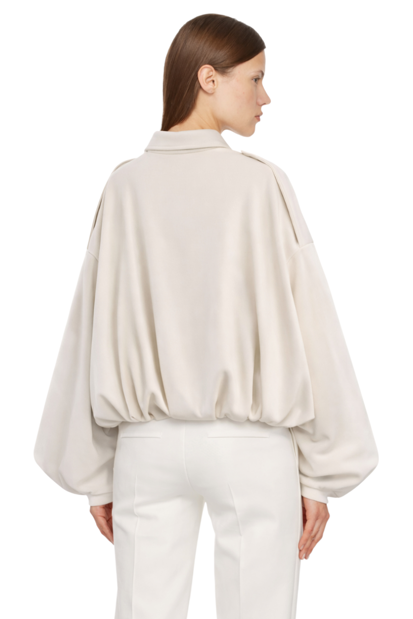 Collared Neck Dropped Shoulder Jacket