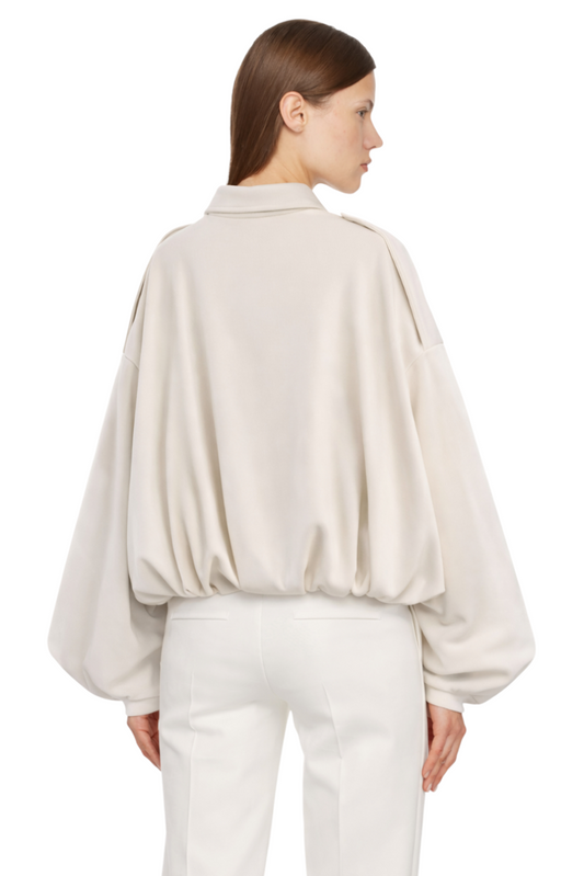 Collared Neck Dropped Shoulder Jacket