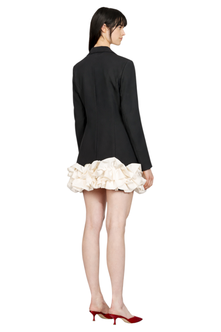 Ruffle Hem Double-Breasted Blazer Dress