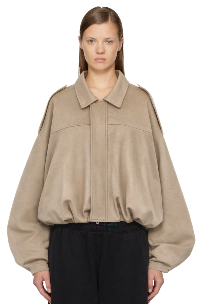 Collared Neck Dropped Shoulder Jacket