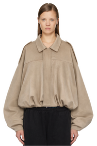 Collared Neck Dropped Shoulder Jacket