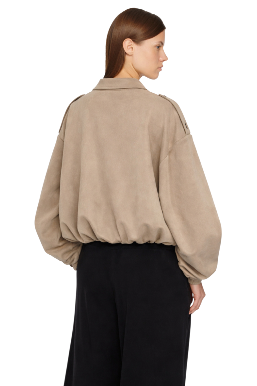 Collared Neck Dropped Shoulder Jacket