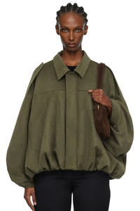 Collared Neck Dropped Shoulder Jacket