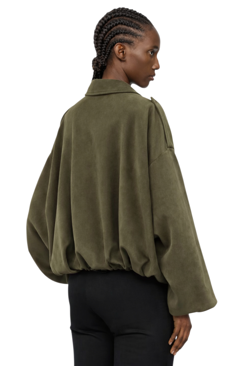 Collared Neck Dropped Shoulder Jacket