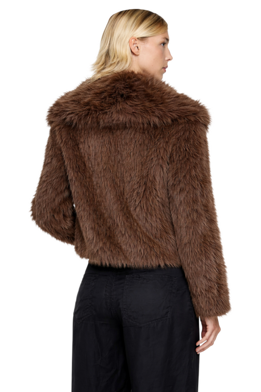 Open Front Faux Fur Cropped Jacket